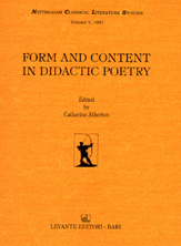 FORM AND CONTENT IN DIDACTIC POETRY